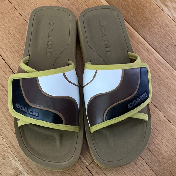 New Coach CA326 Mens Size 11 Light Surplus Sport Colorblock Slides Sandals $179 - Picture 2 of 7